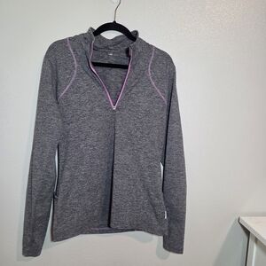 Club Ride Apparel Women's Gray 1/4 Zip with Pink Trim